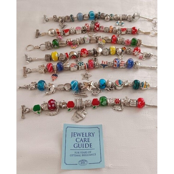 New Willabee & Ward Charm Bracelets 7 Months Silver Tone Set Bracelet Lot - Picture 1 of 4